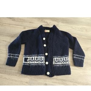 Vintage Handmade Saunders Children's 2-3T Sweater Buttons Cardigan Blue